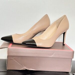 Elegant Beige and Black Women's Heels